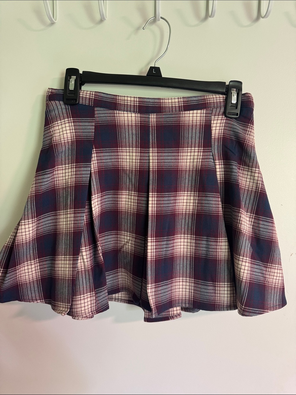 Kohl's Navy and Pink Plaid Skater Skirt